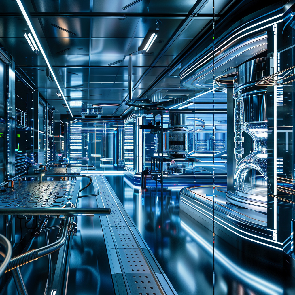 Panoramic Shot, AI Supercomputer + Analyzing Algorithms, Futuristic Lab Setting, Blue and Silver Tones, Canon EF 14mm f/2.8L II USM Lens, LED Panel Lighting, Rule of Thirds Composition, Featuring Visible Data Flow Streams, Include Details like Binary Code, Wireframes, Holographic Projections, ISO 200, f/8, 1/50 sec., Parameters: 16:9 Ratio, Sharp Foreground, Bokeh Background, High Contrast, Silver Elements Reflecting Light.